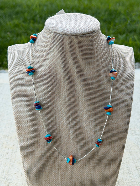 17" Liquid Silver & Multi-Stone