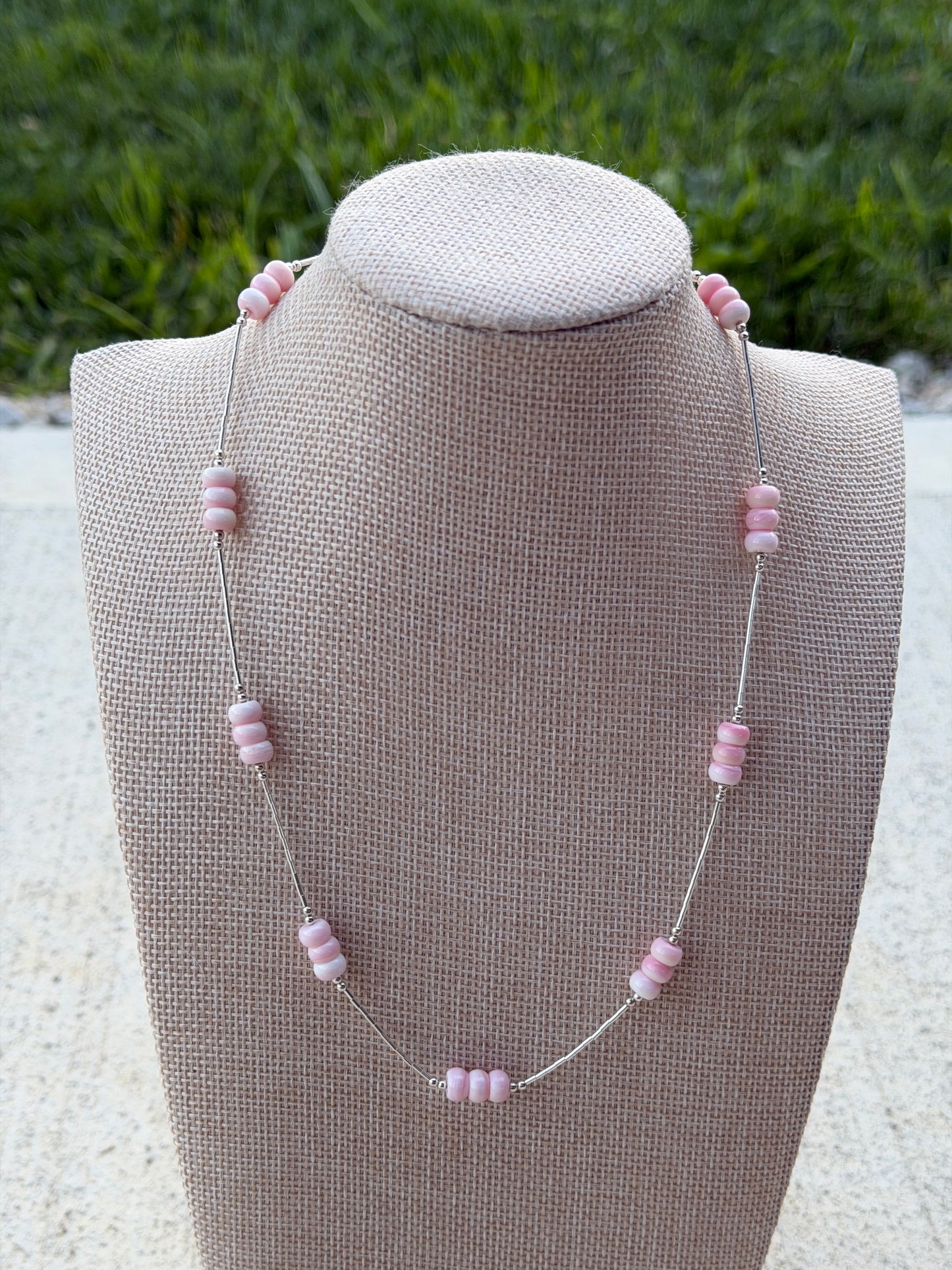 17" Liquid Silver & Pink Conch Rondelle