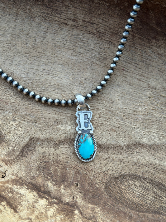 "E" Initial Turquoise Pendant
