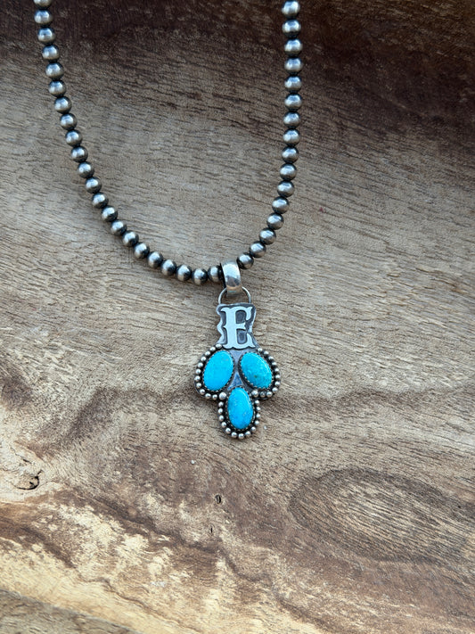 "E" initial Turquoise Pendant