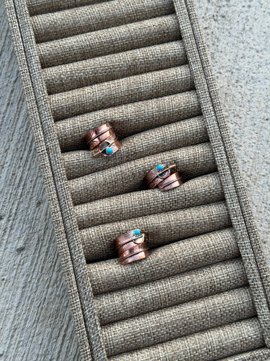 Copper Feather Adjustable Ring