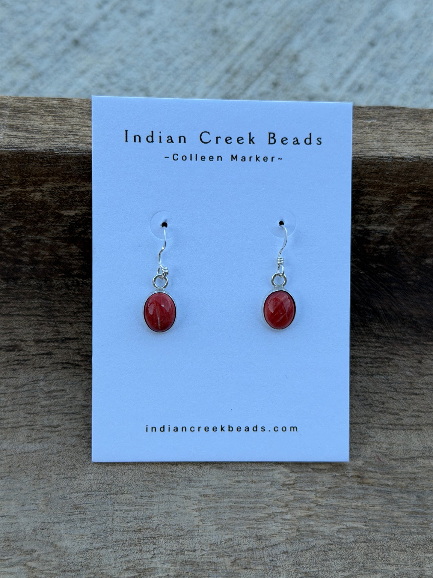 Red Spiny Sterling Dangle Earrings