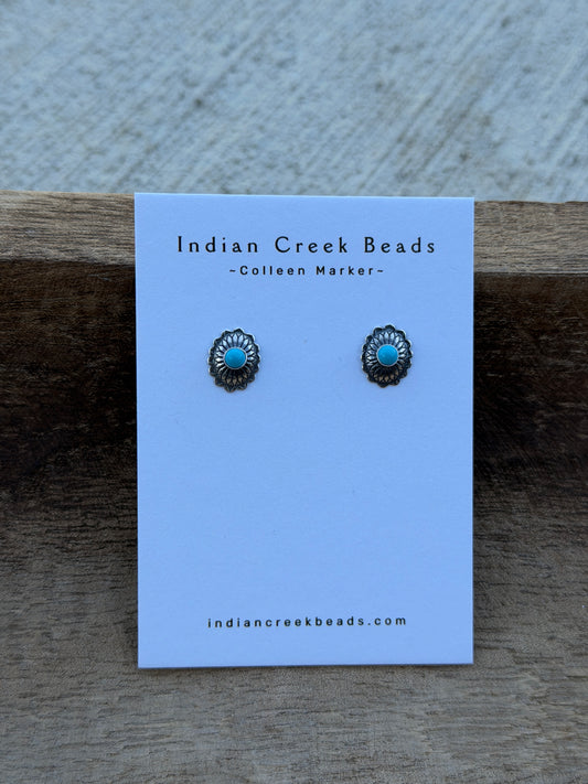 Oval Concho & Turquoise Earrings
