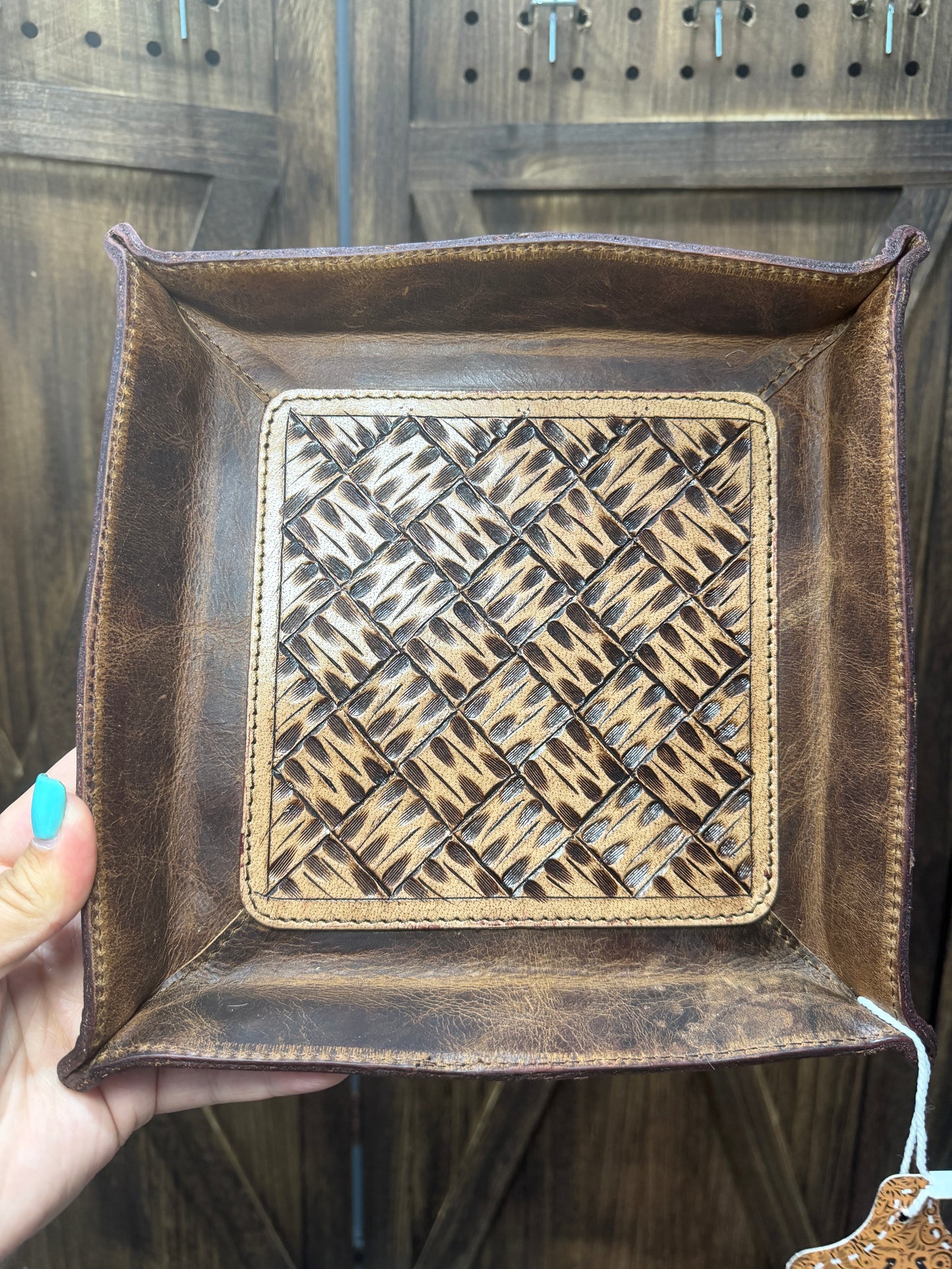 Brown Leather, Tooled Tray
