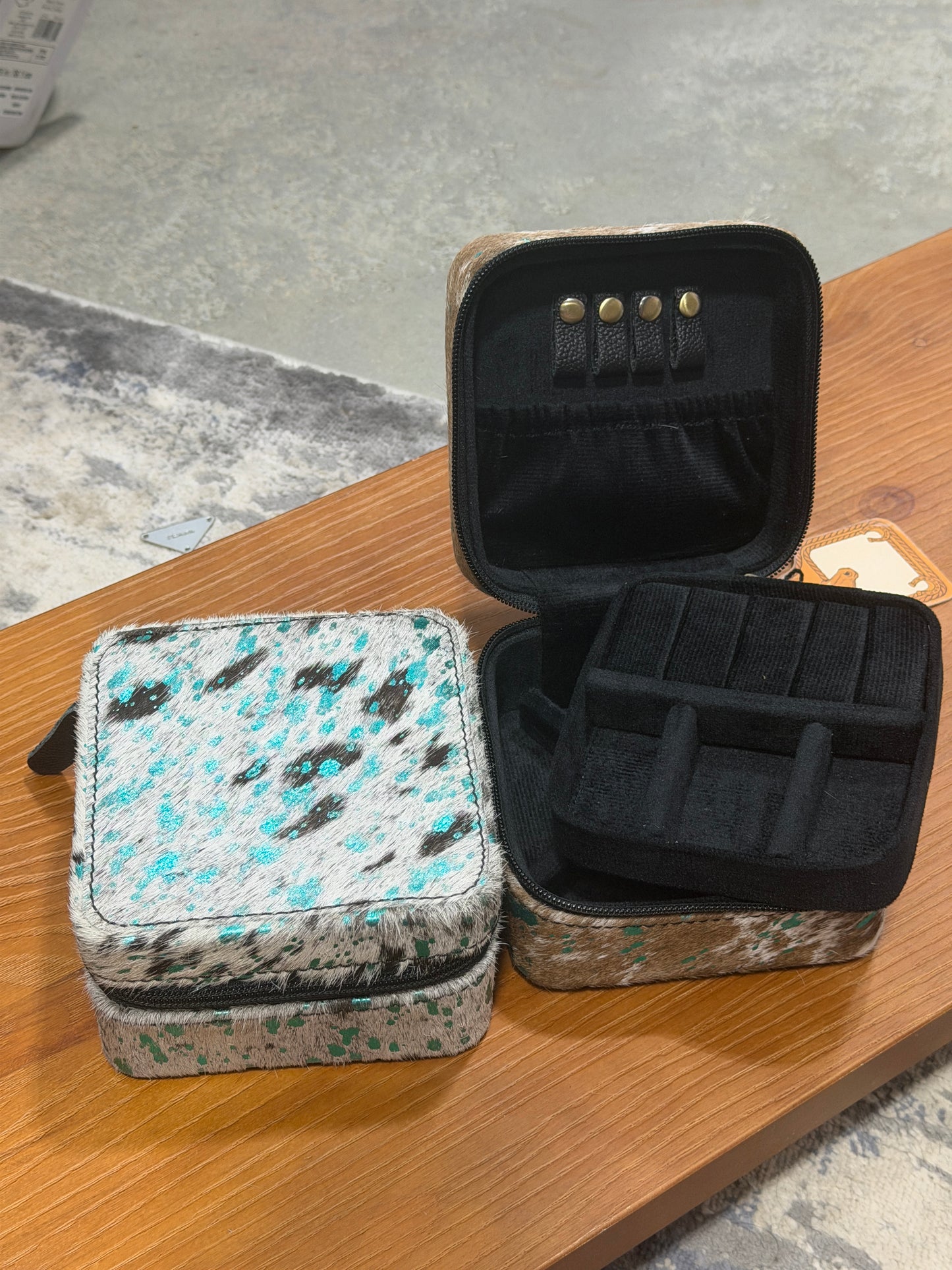 Cowhide Acid Wash Jewelry Box
