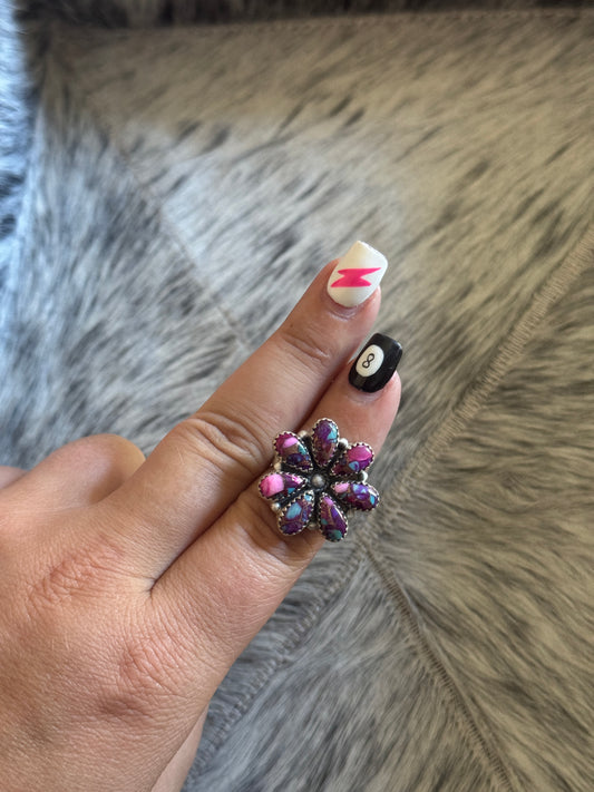 Purple Dahlia Adjustable Ring