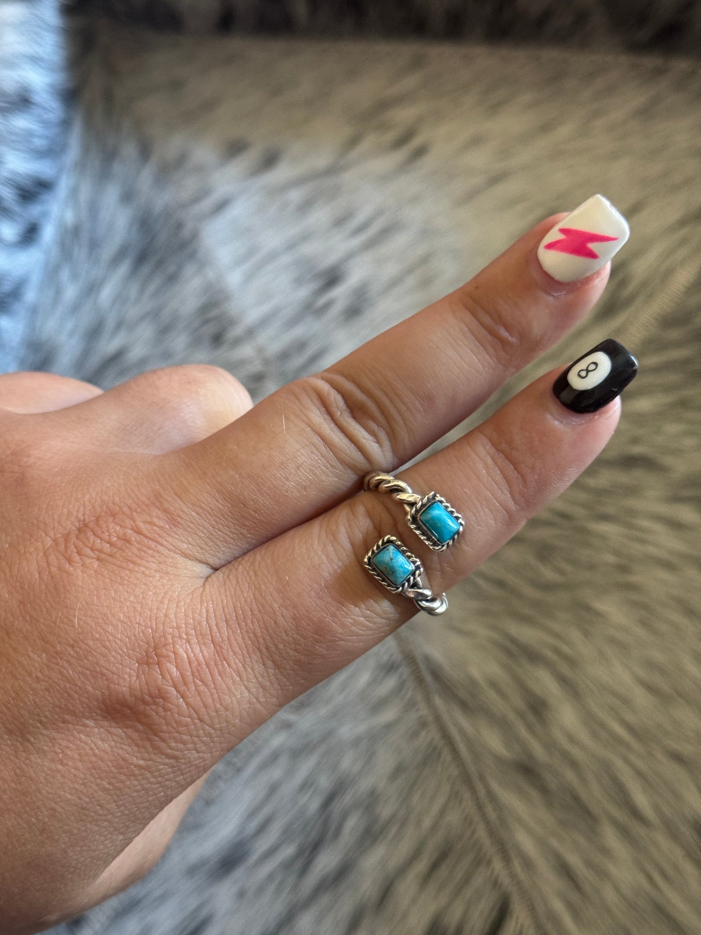 Turquoise Twist Band Adjustable Ring