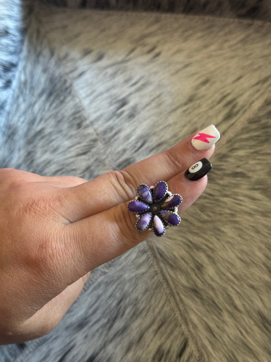 Violet Dahlia Adjustable Ring