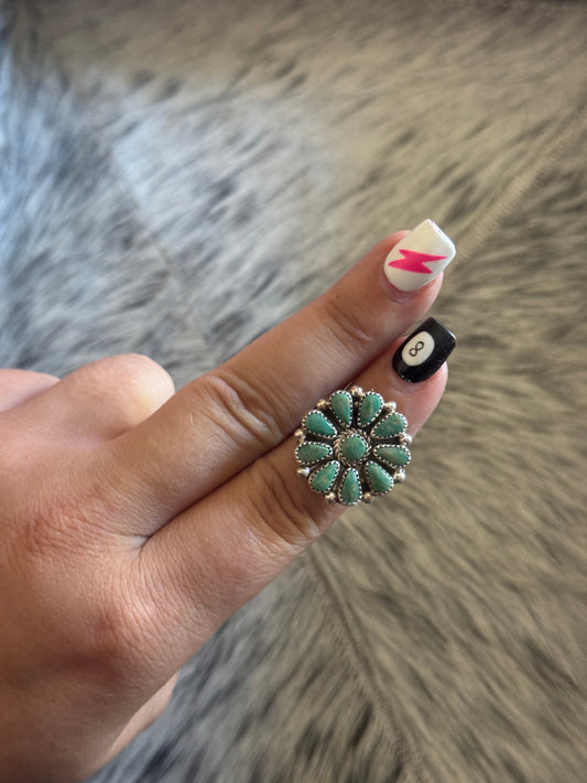 Genuine Green Cluster Adjustable Ring