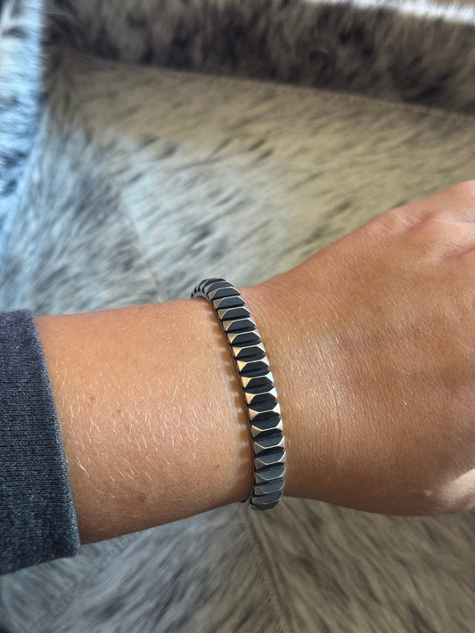 Grooved Oxidized Sterling Cuff
