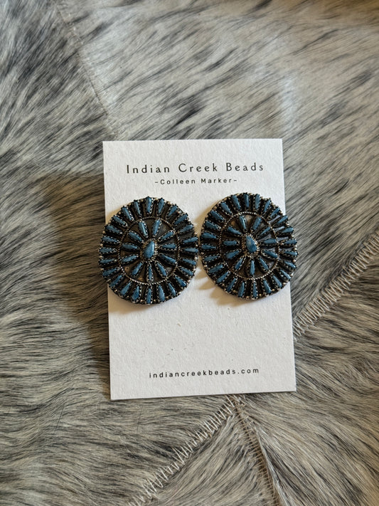 Turquoise Needlepoint Cluster Earrings