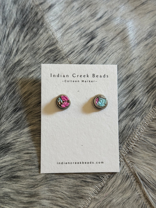 Cotton Candy Dahlia Flower Studs