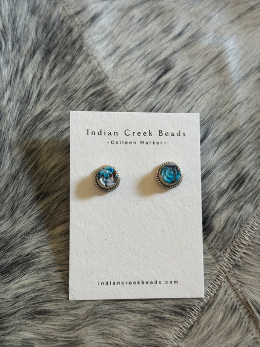 Ice Blue Dahlia Flower Studs