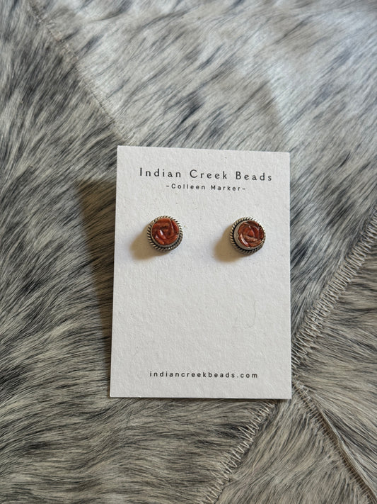 Apple Coral Flower Studs