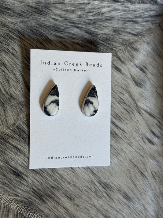 White Buffalo Teardrop Earrings