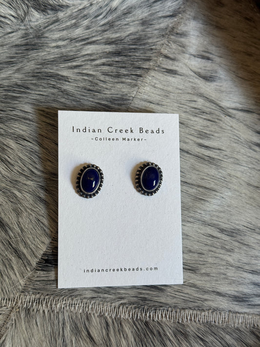Blue Lapis Beaded Earrings