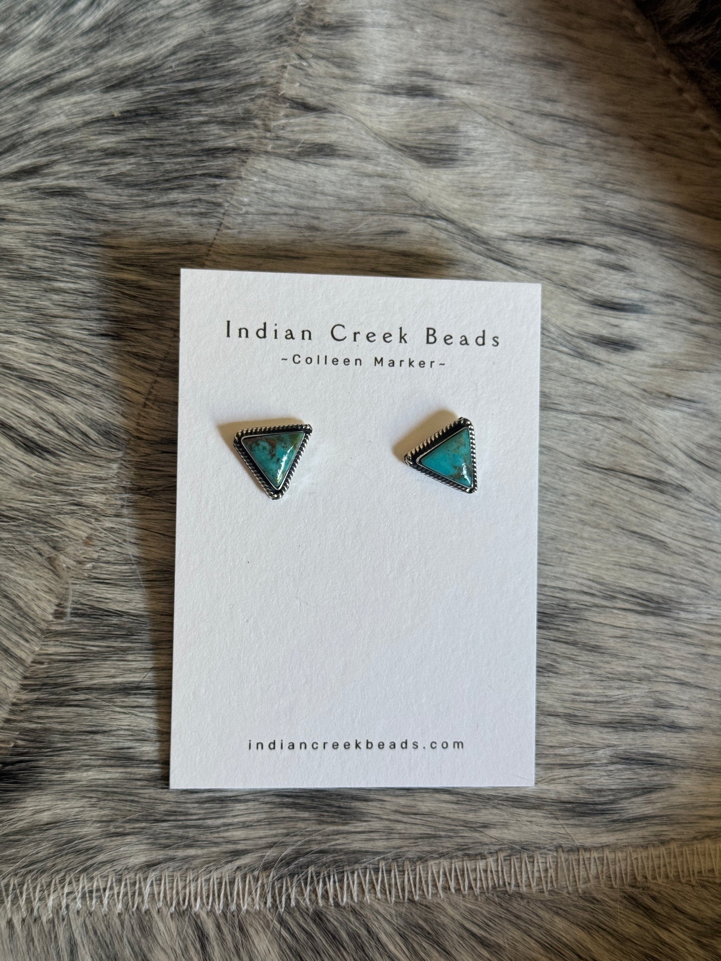 Dainty Triangle Turquoise Studs