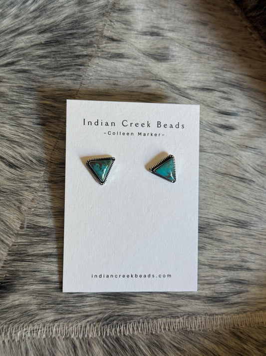 Dainty Triangle Turquoise Studs