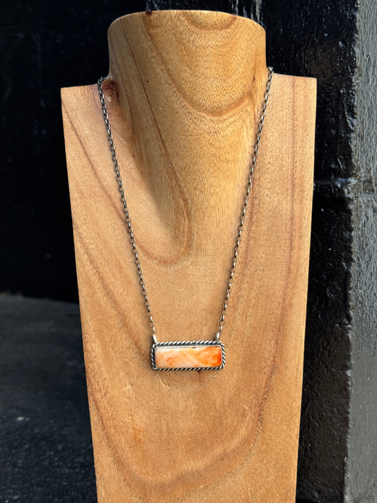 16" Orange Spiny Bar Necklace