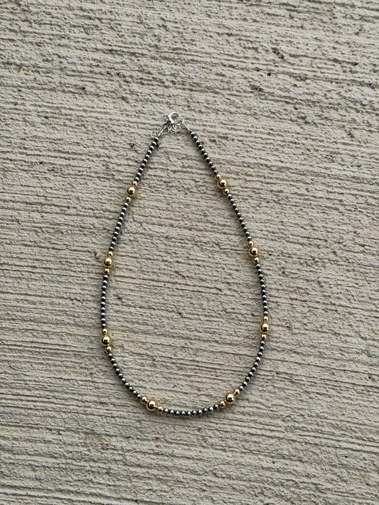 15-16.5" Pearl & Gold Filled Beads