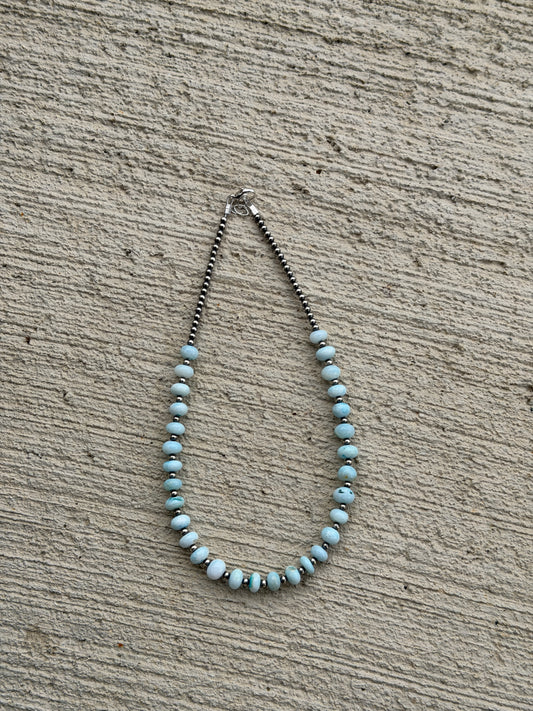 14.5-15" Pearl & Blue Opal