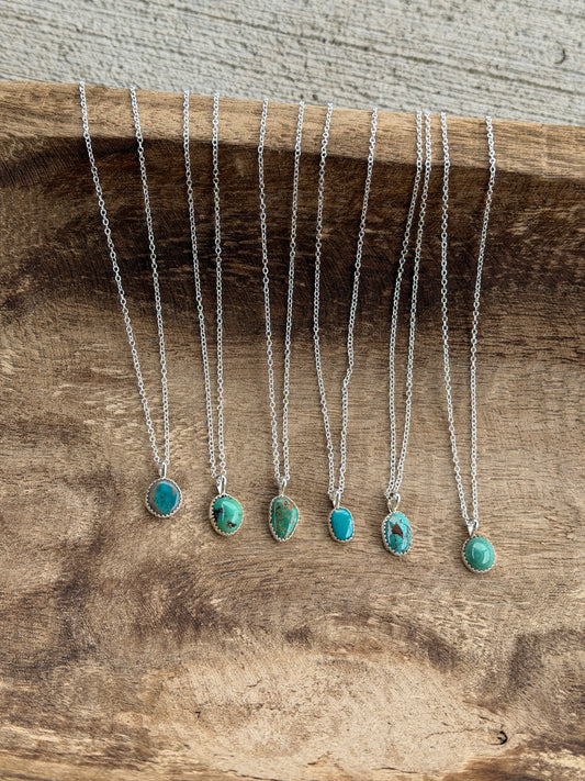 Dainty Kingman Turquoise Pendant Necklace