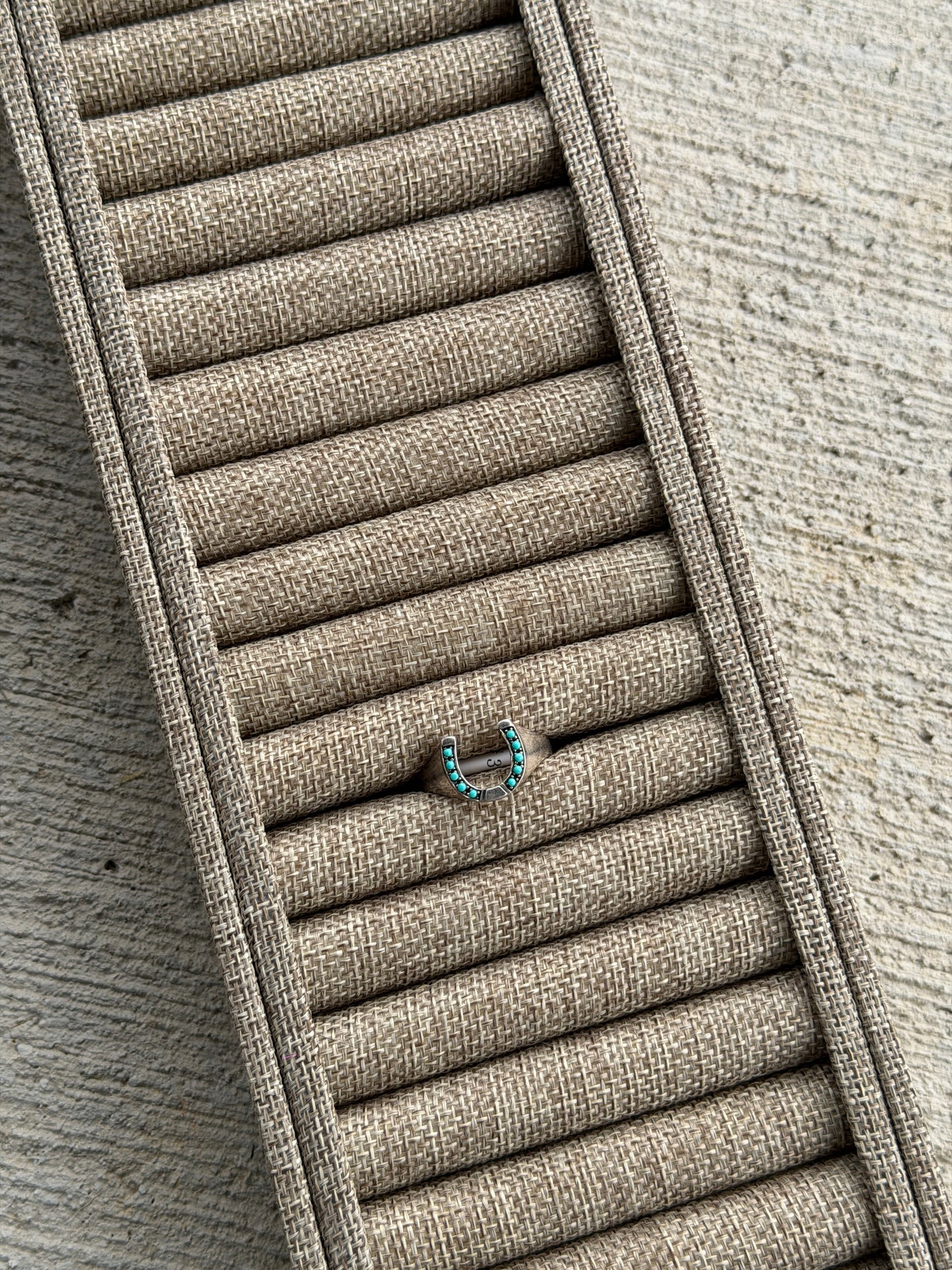 Sz 13 Turquoise Horseshoe Ring