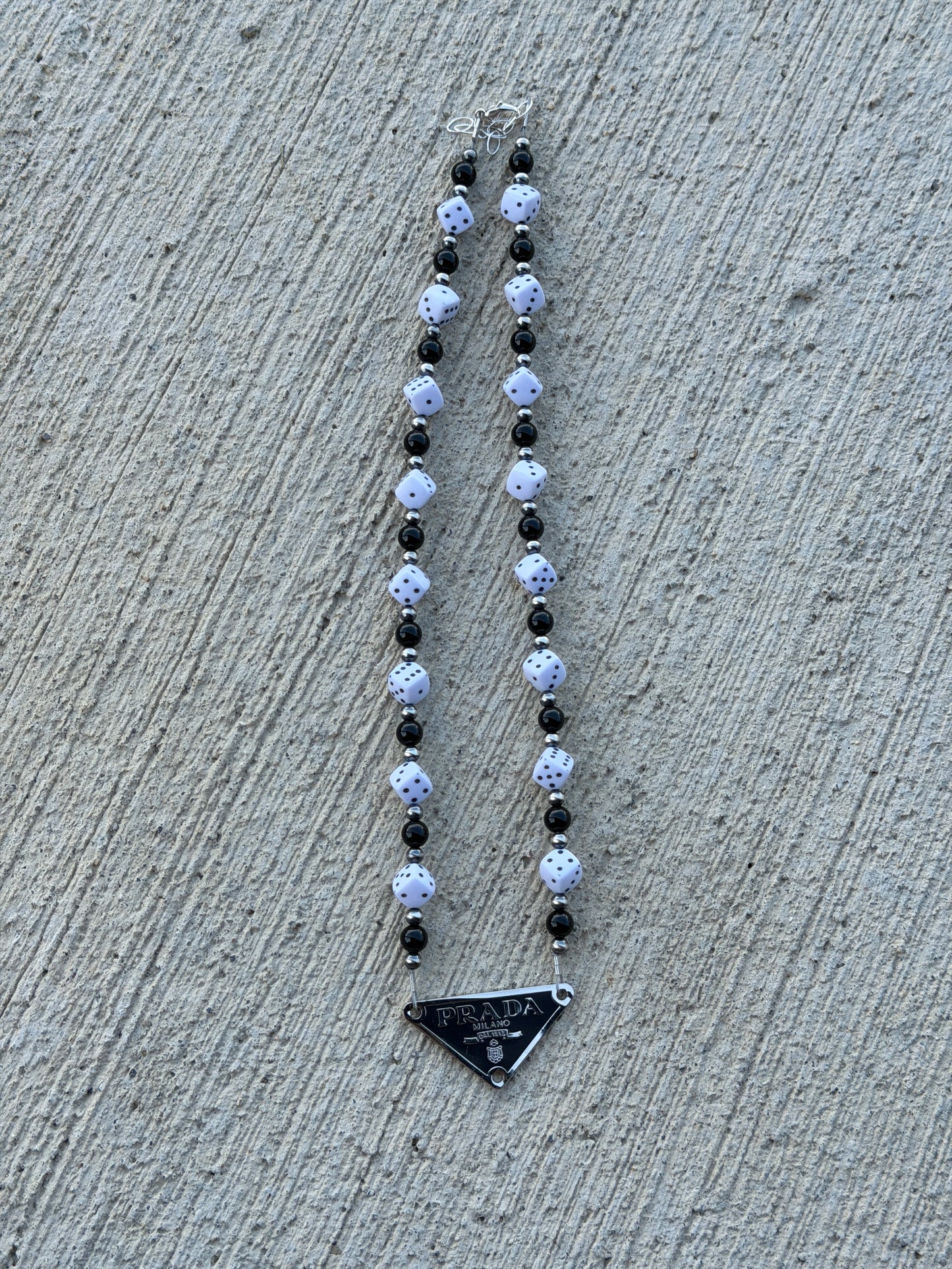 18-19.5" Black Onyx Dice Designer Necklace