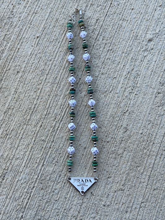 18-19.5" Turquoise, Dice, Designer Necklace