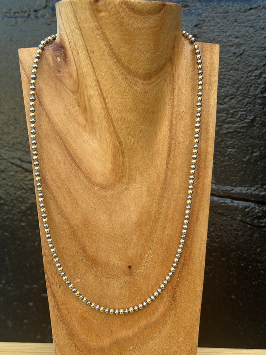 22-23.5" 4mm Gold & Sterling Pearl