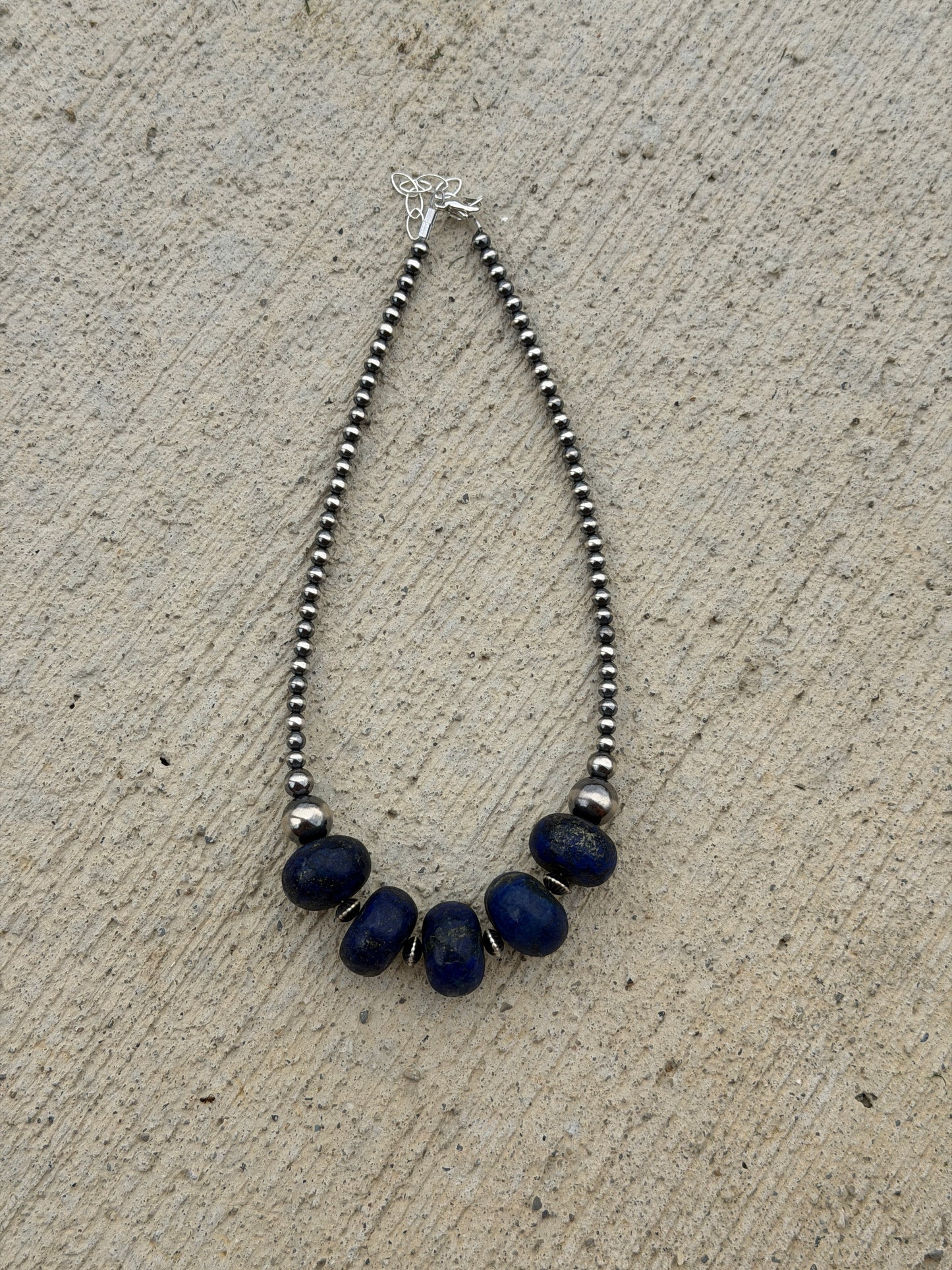 14.5-16" Pearl & Blue Lapis