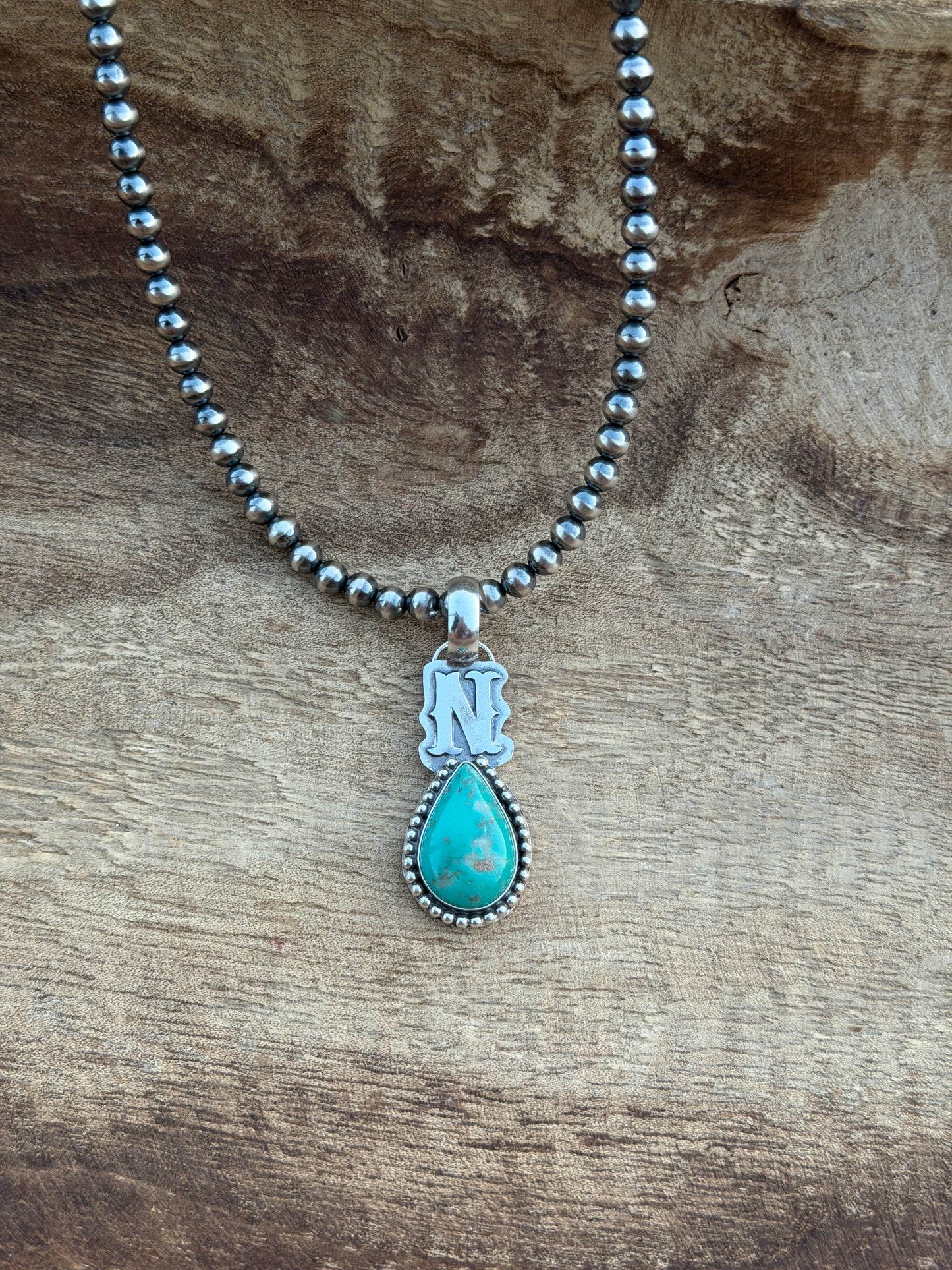 Initial "N" Turquoise Pendant