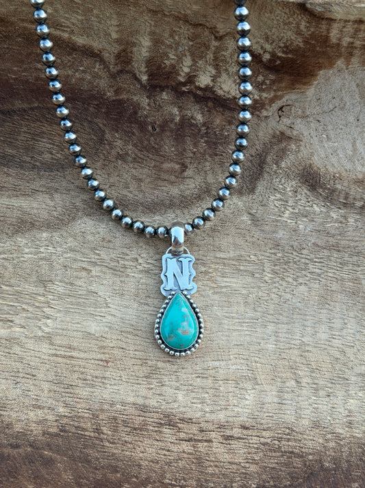 Initial "N" Turquoise Pendant