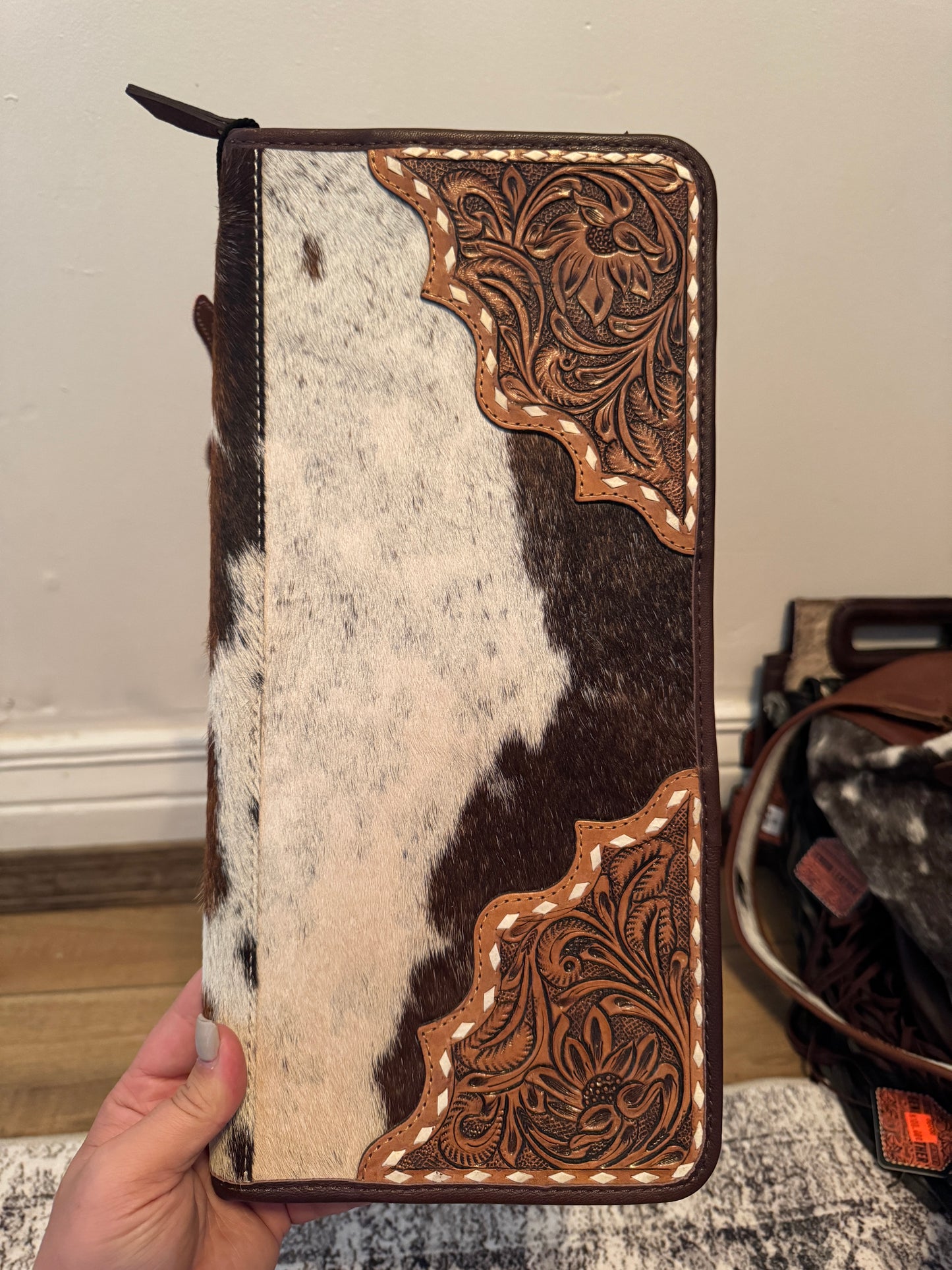 Tooled Leather/Cowhide Jewelry Wallet