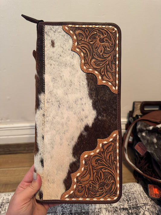 Tooled Leather/Cowhide Jewelry Wallet
