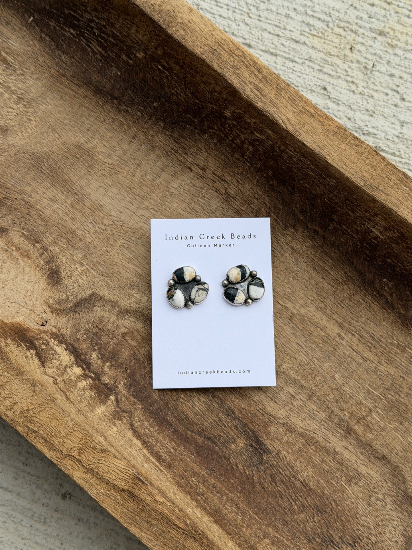 3 stone White Buffalo Cluster Earrings
