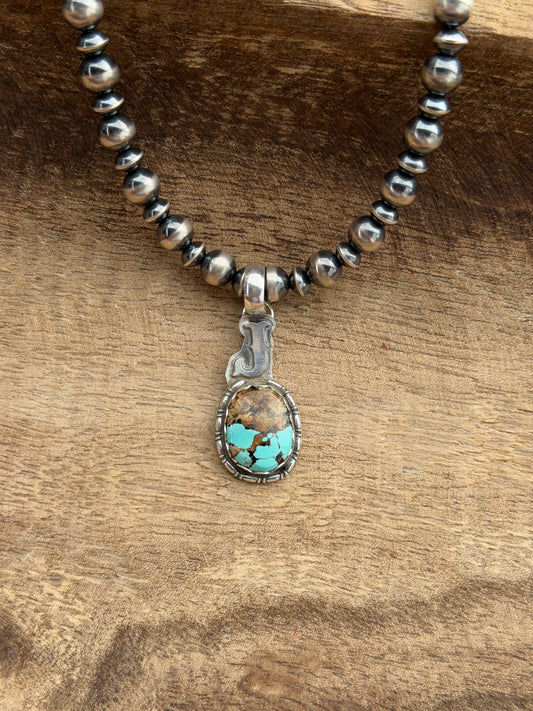 "J" Initial Turquoise Pendant