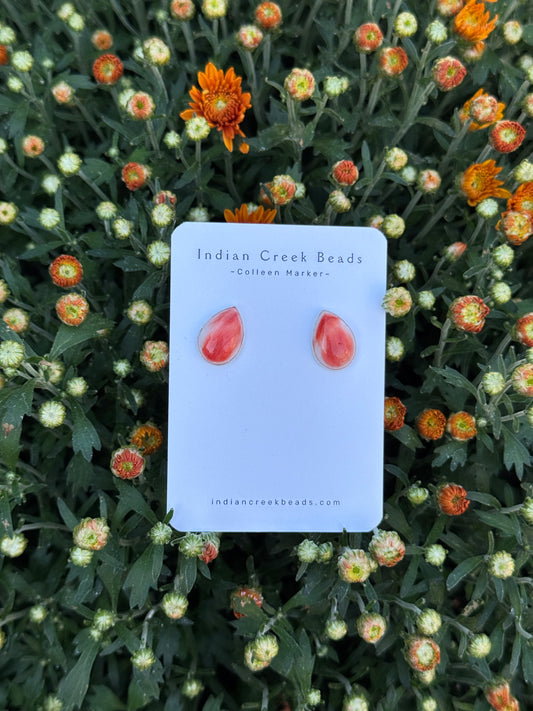 Red Spiny Teardrop Earrings