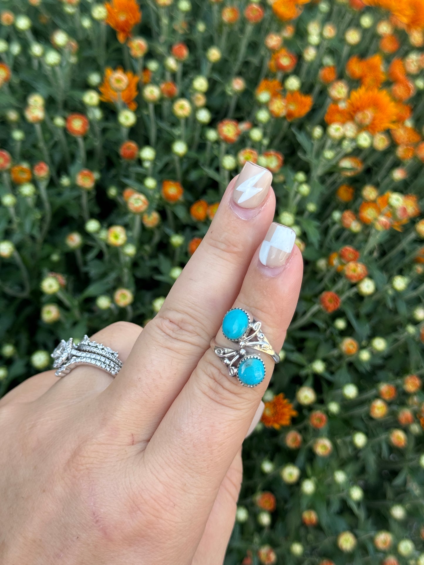 Genuine Turquoise Detail Adjustable Ring