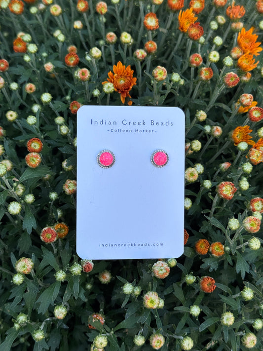 Hot Pink Opal Studs