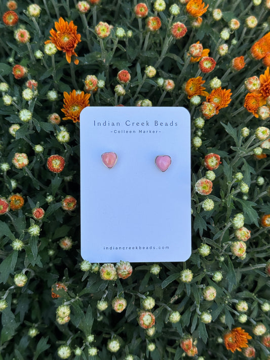 Pink Conch Heart Studs