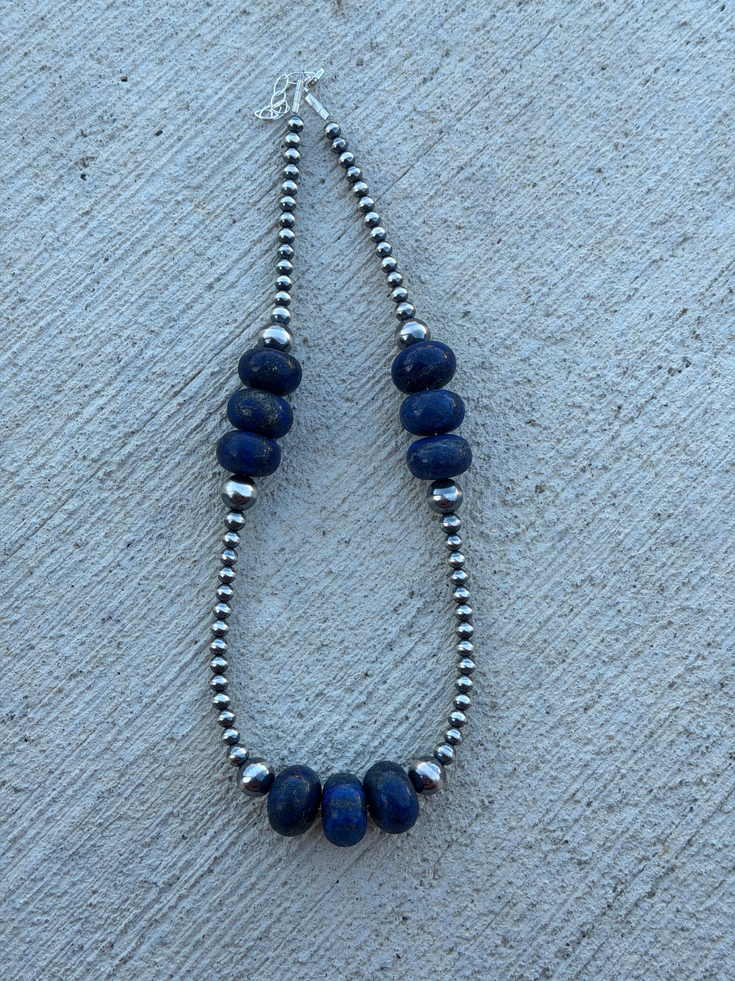 18.5-20" Pearl & Blue Lapis