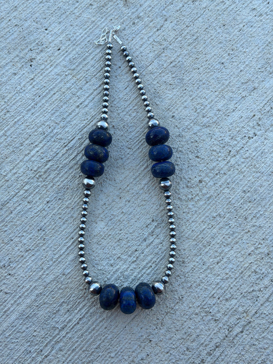 18.5-20" Pearl & Blue Lapis