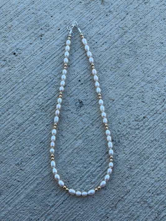 17.5-19" Gold & Freshwater Pearl