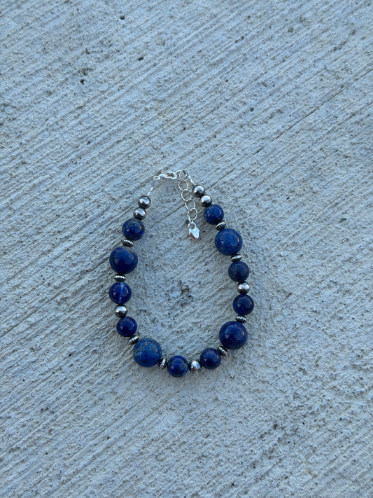 7-8" Blue Lapis & pearl