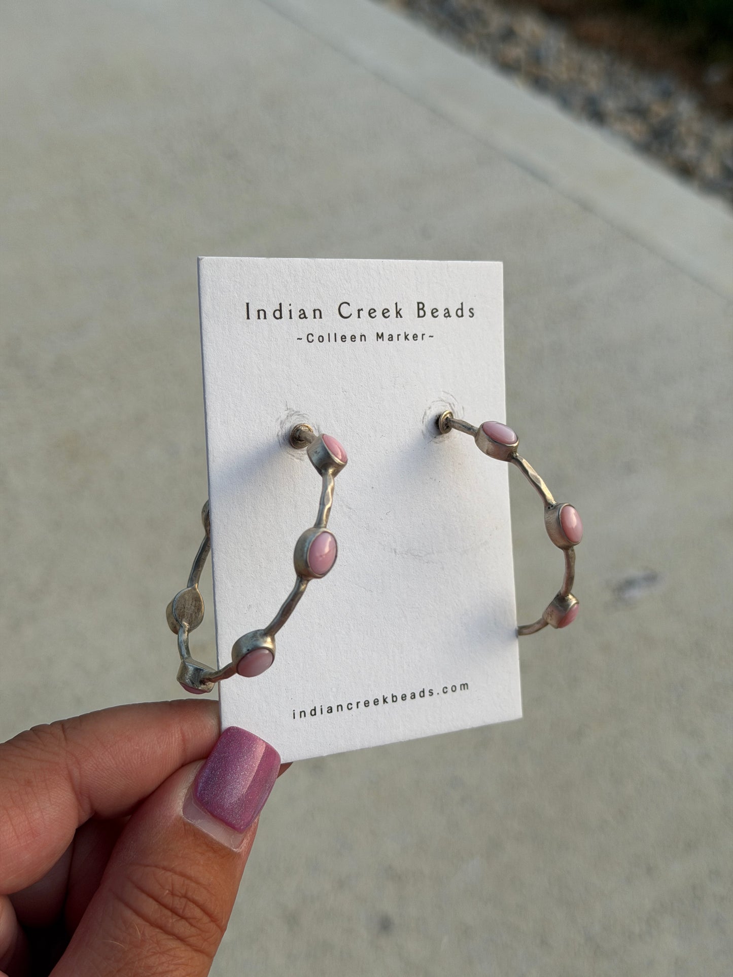 Pink Conch Hoop Earrings