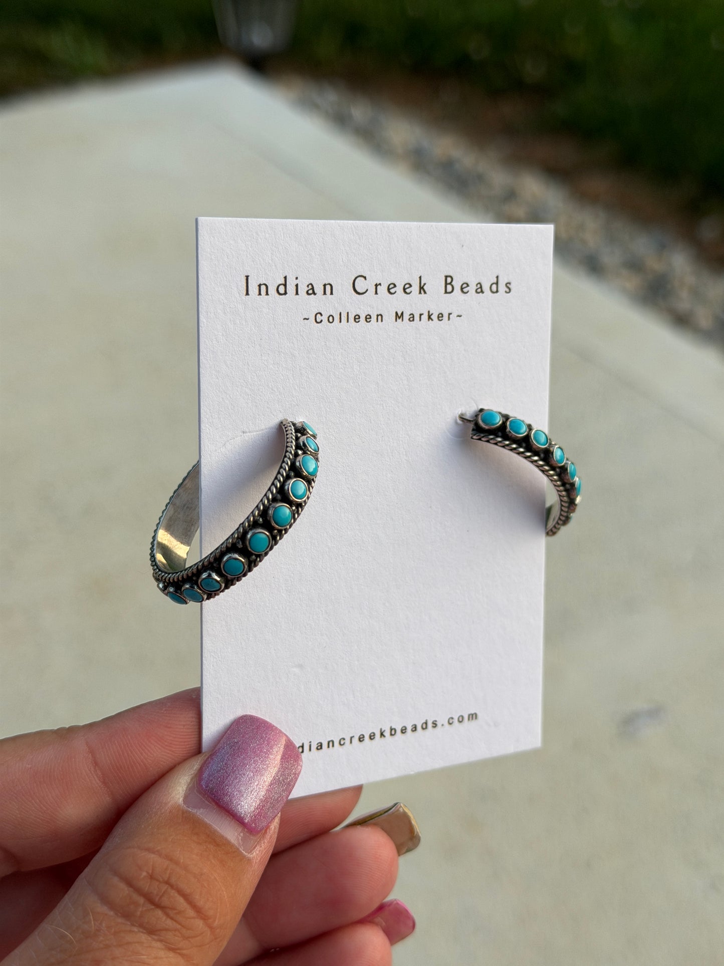 Turquoise Sterling Hoop Earrings