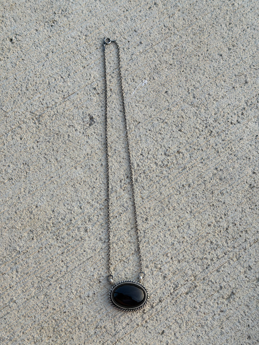 16" Black Onyx Bar Necklace