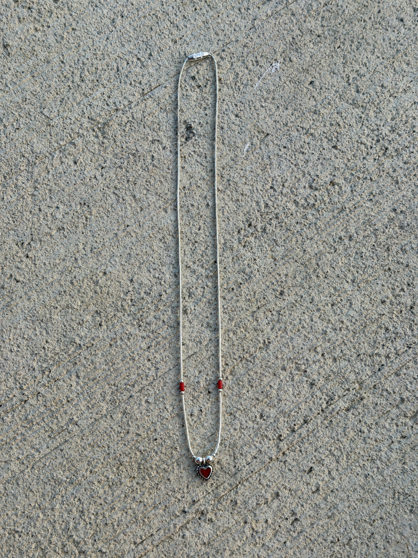 16" Liquid Silver & Red Coral