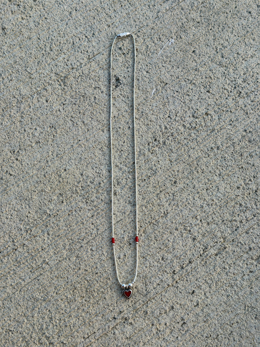 16" Liquid Silver & Red Coral